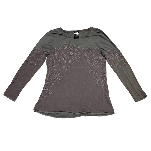 Women’s‎ VOCAL Tunic with Mesh and Embroidered Floral. Slate size S - Picture 1 of 5